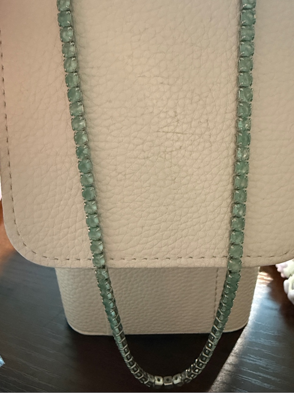 Light Aqua Tennis Necklace - White Gold Filled - 20”